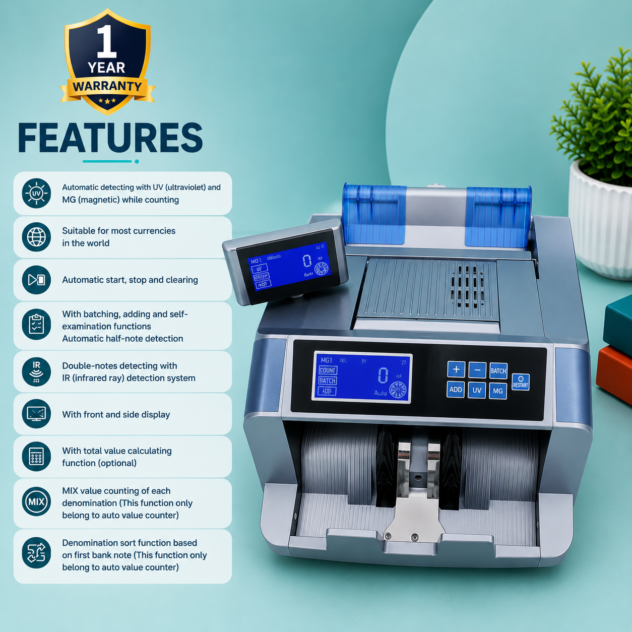 Battery operated heavy duty Cash counting machine | Model DL 4820