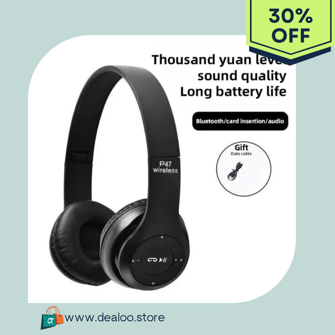 P47 Bluetooth Foldable Headphone with shocking bass