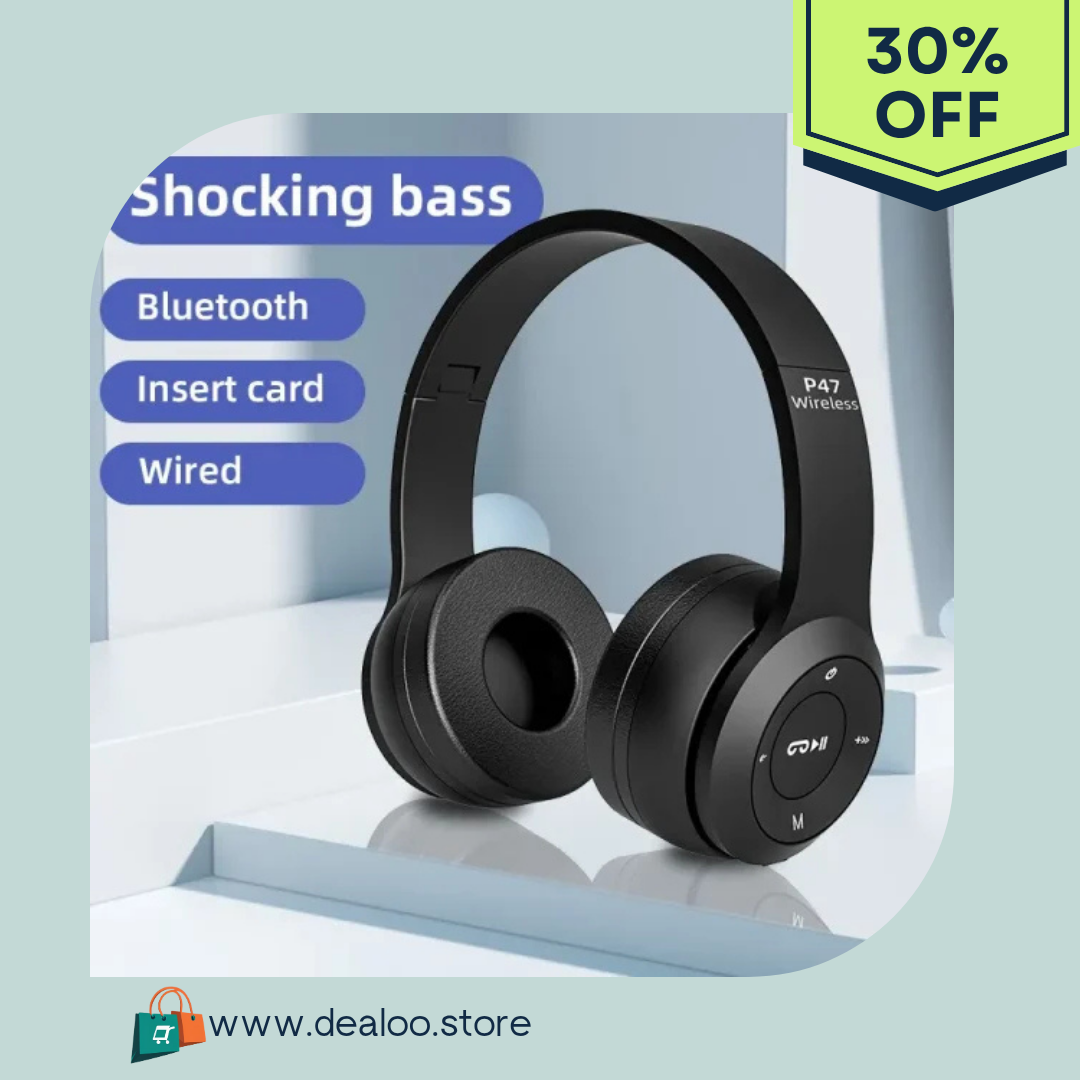 P47 Bluetooth Foldable Headphone with shocking bass