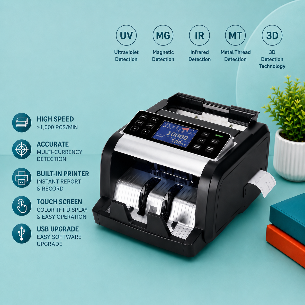 Mix Value Cash Counting Machine with Printer DL-6898