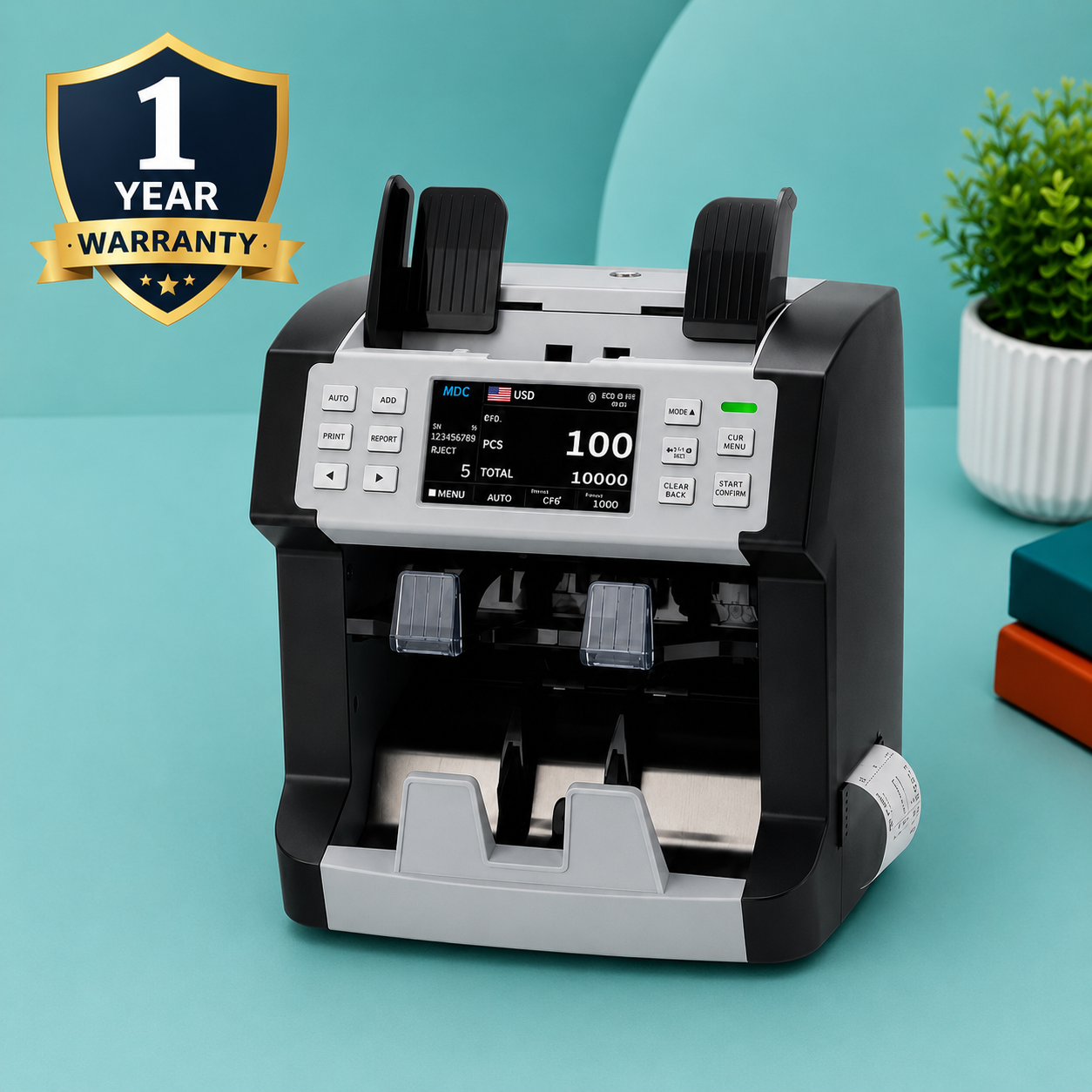 2 Pocket Mix Cash Counter with Serial Number Reading and Build in Printer Model DL- 6858