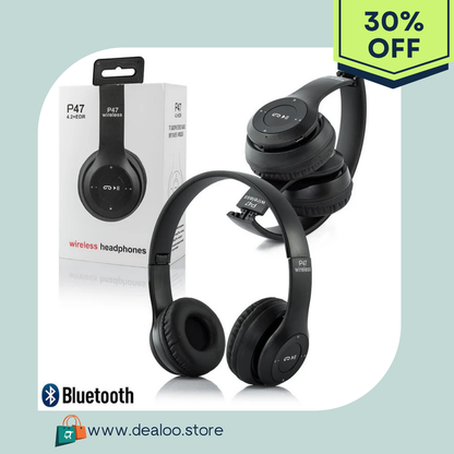 P47 Bluetooth Foldable Headphone with shocking bass