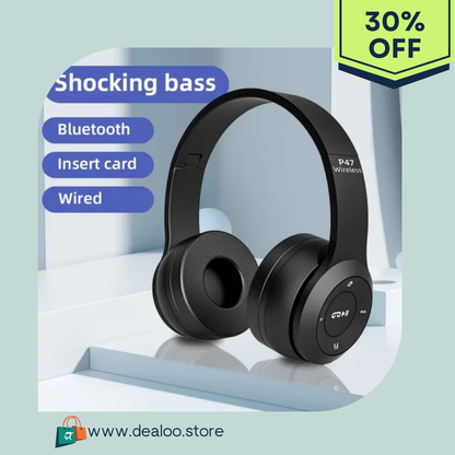 P47 Bluetooth Foldable Headphone with shocking bass